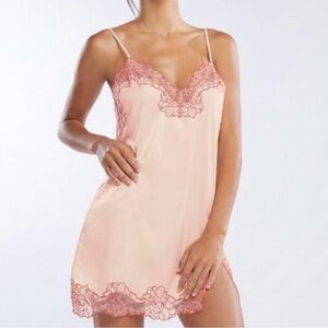 NWT: Savage x Fenty - Satin Floral Lace Trim Slip Dress - Pink - Size: L